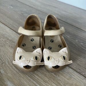 Mini Melissa Ultragirl Kitty Cat Gold Glitter Flats Size 7 Toddler Mary Janes